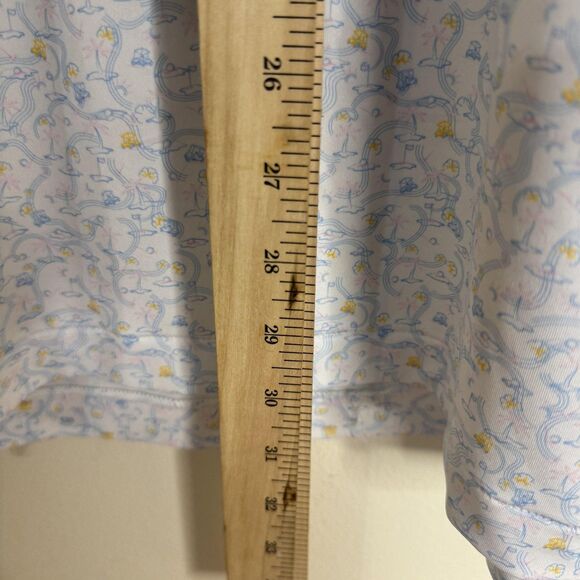 Peter Millar Polo Shirt Mens Large Blue Floral Print Summer Comfort Golf Stretch - Picture 9 of 10